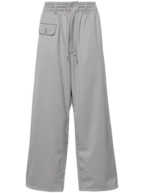 Shop Y-3 Rew Wo Wide-leg Trousers In Grey