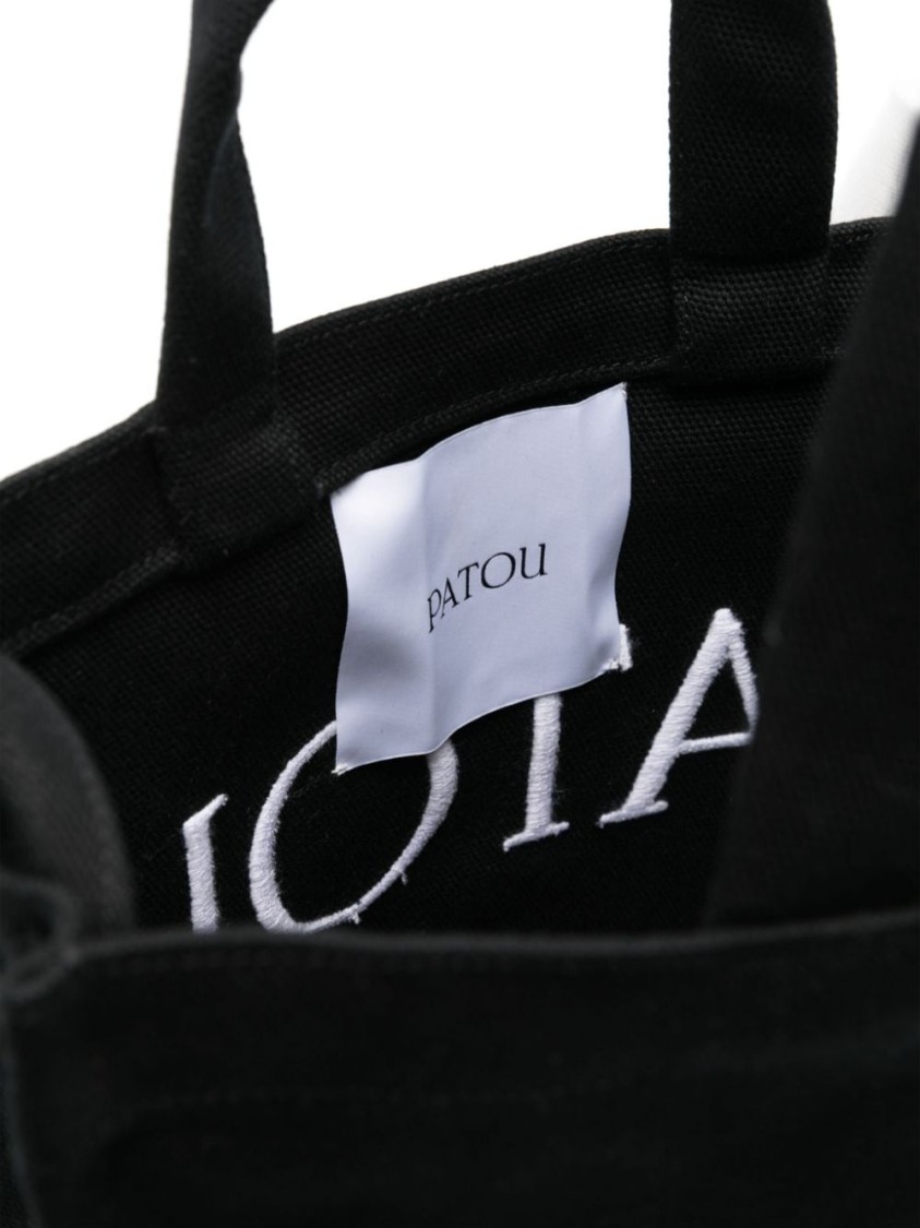 Shop Patou Black/white Shoulder Bag With Logo