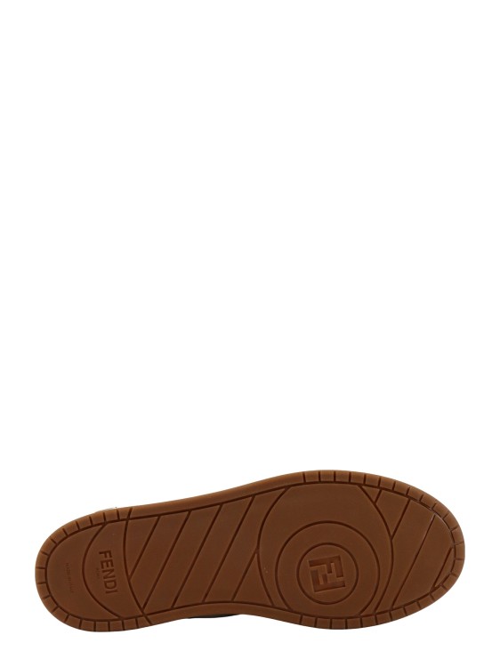 Shop Fendi Leather Sneakers With Ff Lateral Logo In Brown