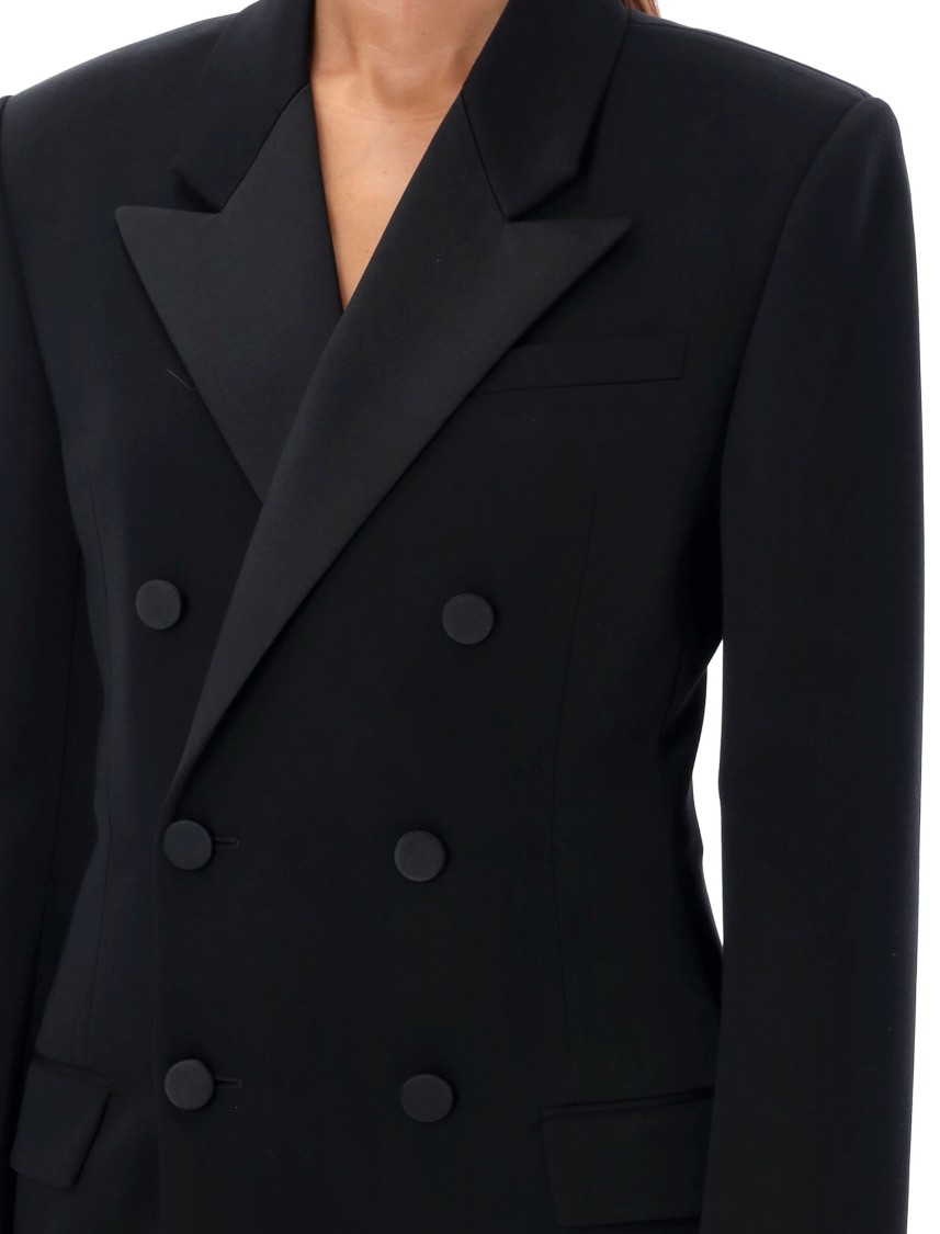 Saint Laurent Leger Armure Double-breasted Blazer In Black