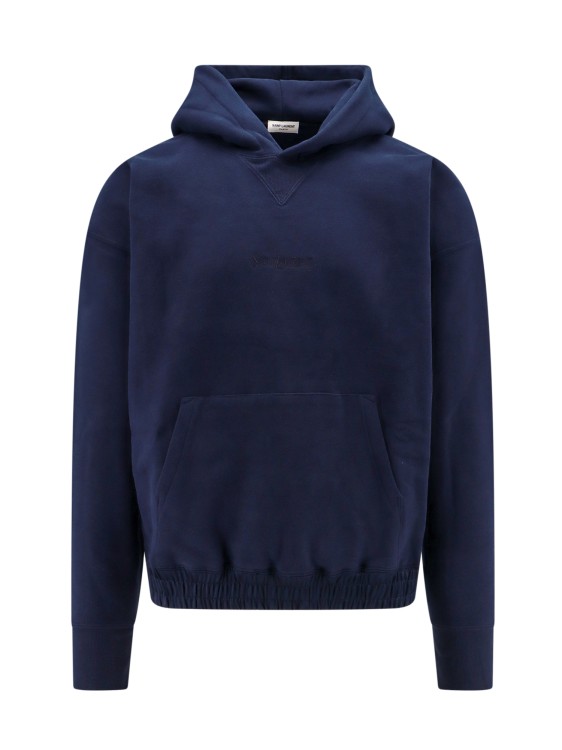 Shop Saint Laurent Biologic Cotton Sweatshirt With Embroidered Logo In Blue