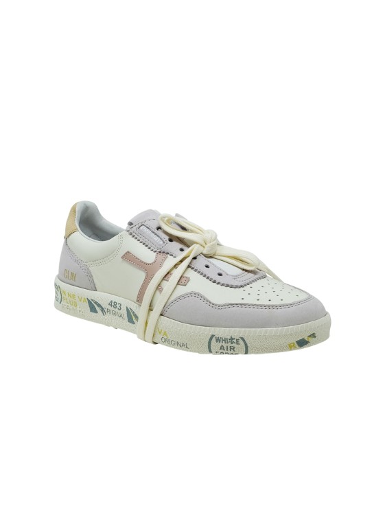 Shop Premiata Clayd Var White And Lilac Leather Sneakers