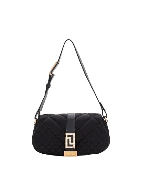 Versace Black Fabric And Leather Crossbody Bag