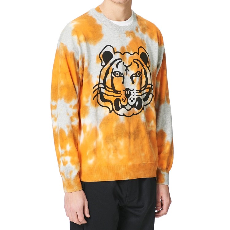Shop Kenzo Tie Dye Tiger Sweater In Orange