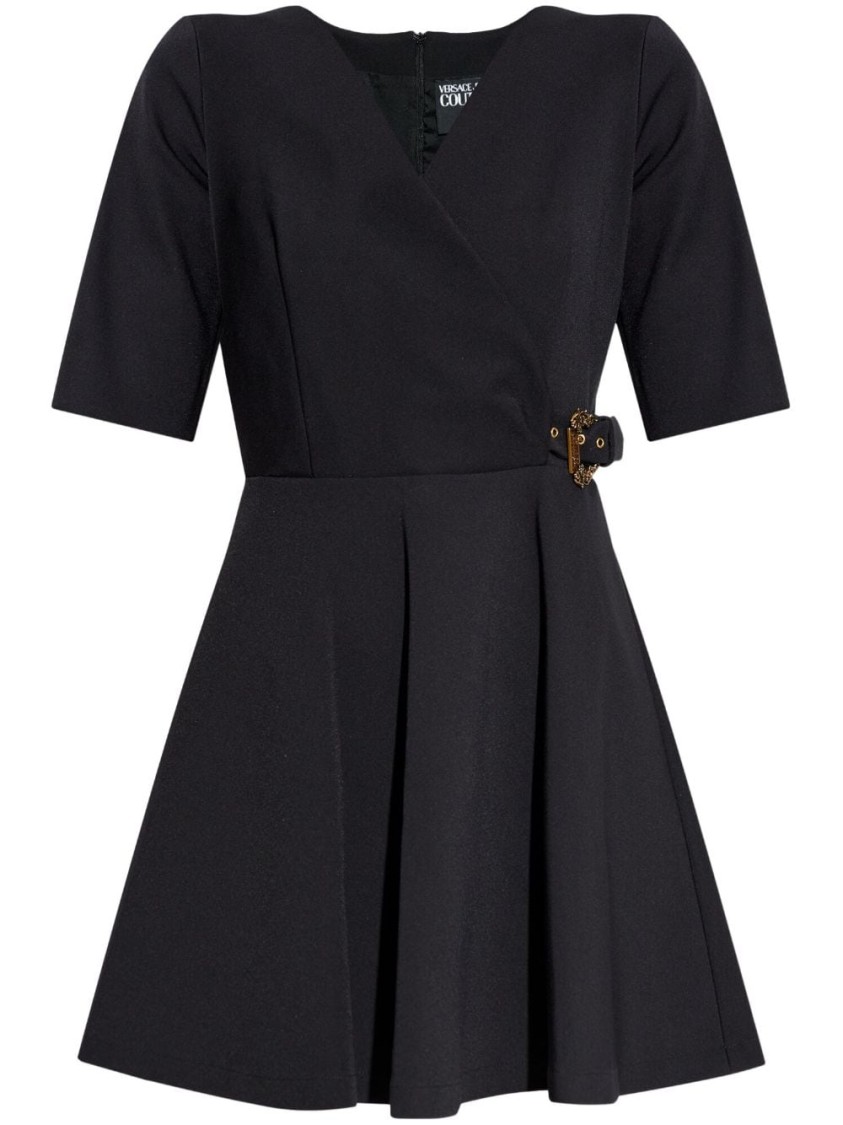 Versace Jeans Couture Logo-buckle Mini Dress In Black