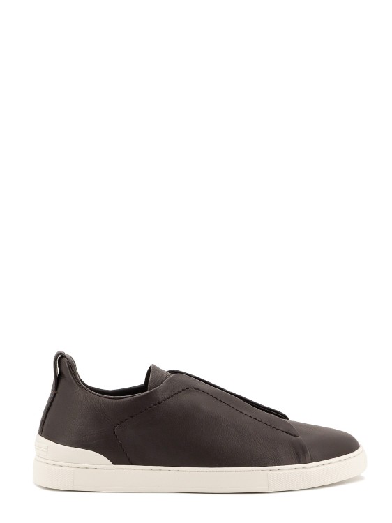Shop Zegna Leather Sneakers In Black