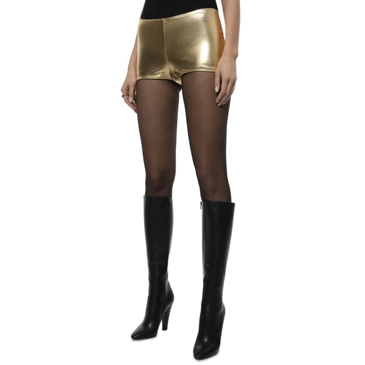 Shop Saint Laurent Mid Slightly Stretchy Fabric Shorts In Gold