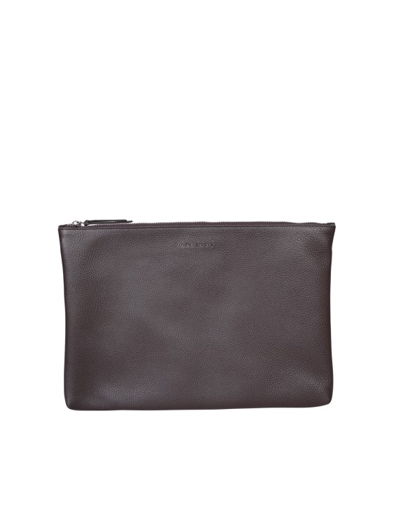 Shop Orciani Leather Document Holder In Brown