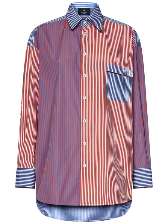 Shop Etro Oversized Striped Cotton Poplin Patchwork-style Shirt In Multicolor