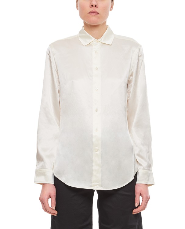 Polo Ralph Lauren Long Sleeve Button Front Silk Shirt In White