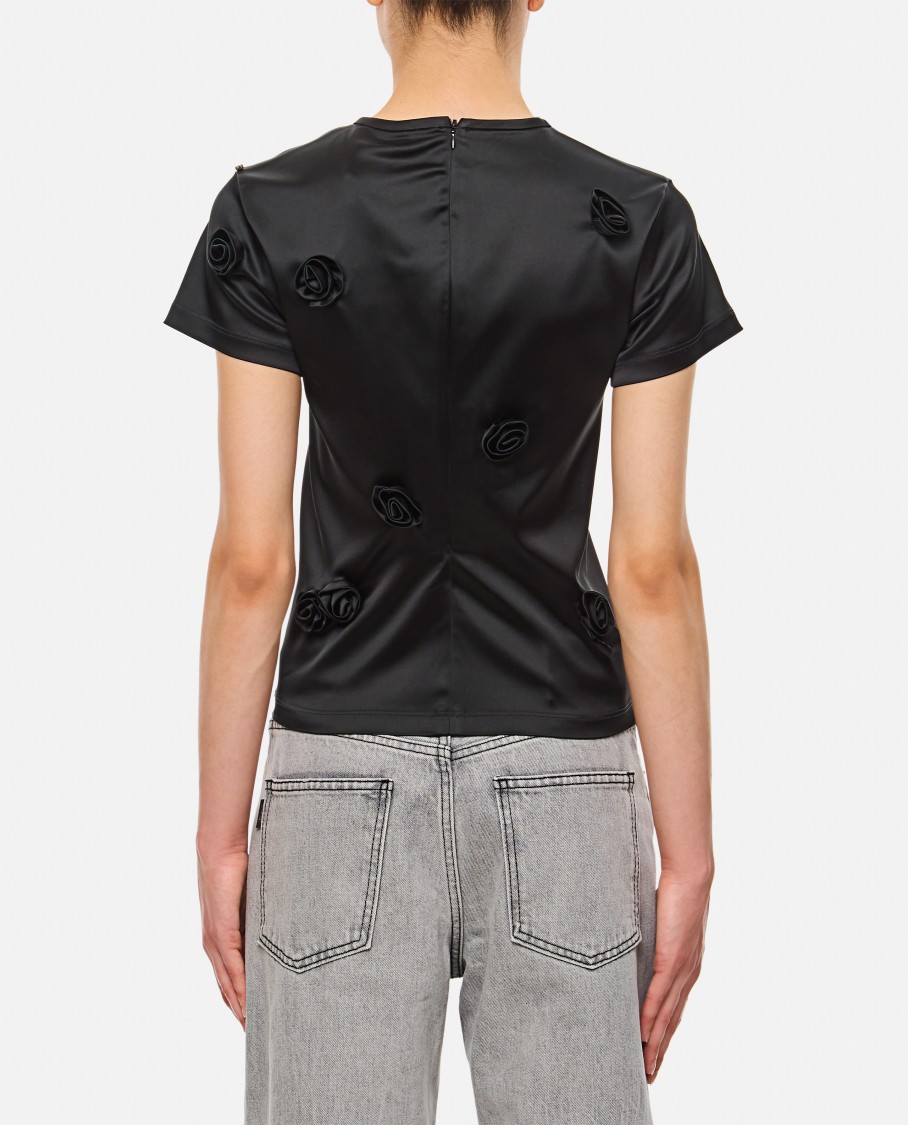 Sportmax Mendoza T-shirt Floral Appliqué In Black