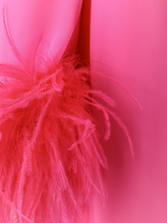 Shop Nervi Dress With Natural Feathers With Knot On The Front In Pink
