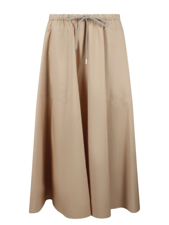 Moncler Poplin Maxi Skirt In Brown