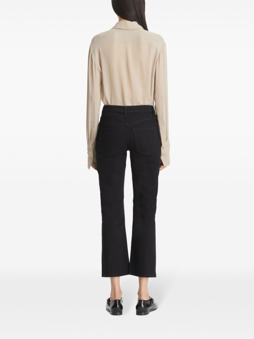 Tory Burch Black Cropped Kick Flare Jeans In Black
