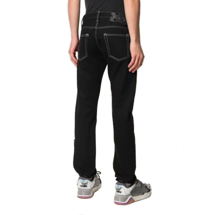 Shop Off-white Hands-off Straight-leg Jeans In Black