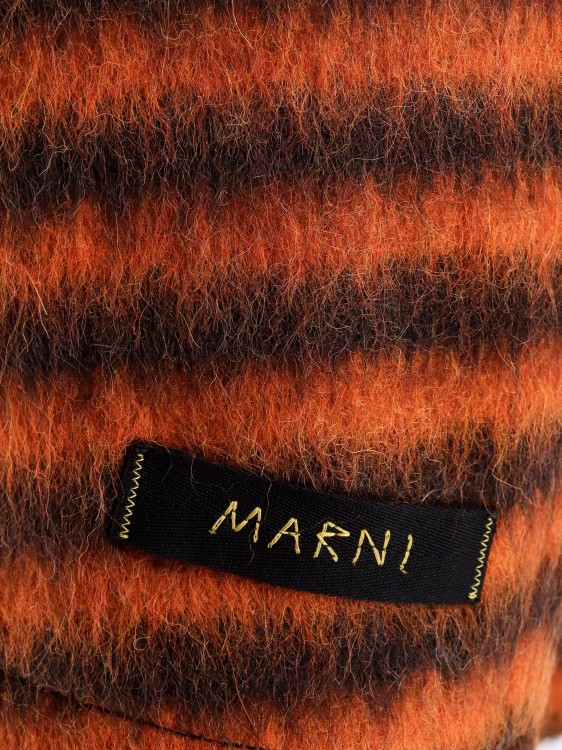 Shop Marni Striped Virgin Wool And Mohair Coat In Brown