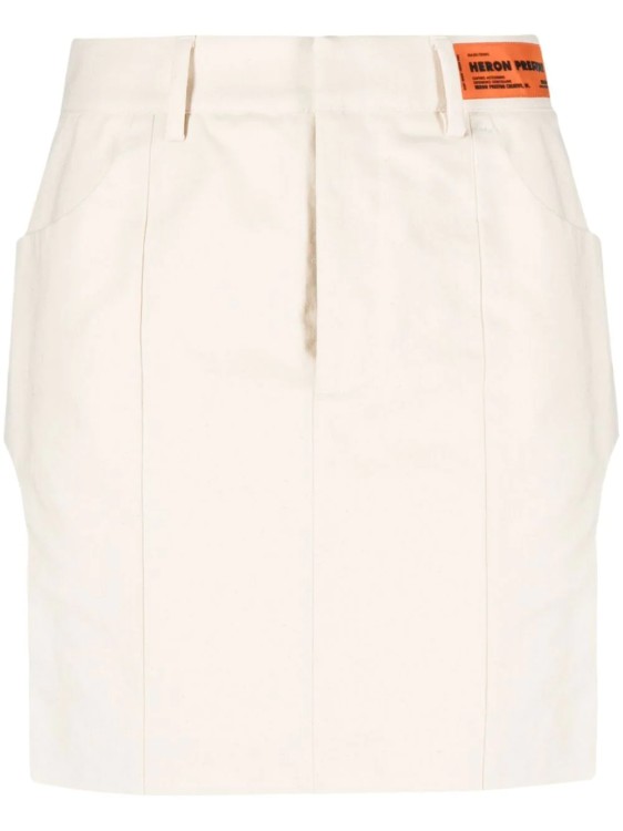 Shop Heron Preston White Canvas Cut-out Mini Skirt In Neutrals