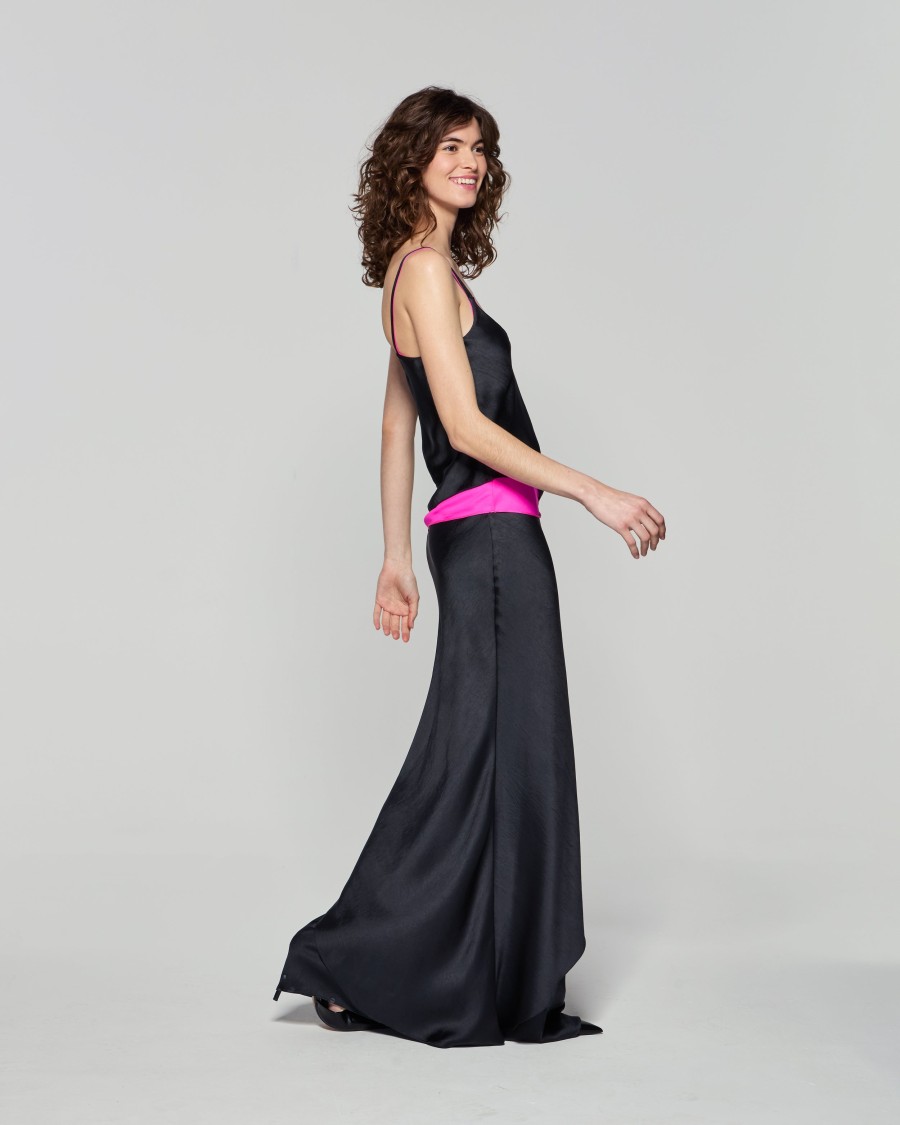 Serena Bute Double Layer Maxi Skirt - Black In Black