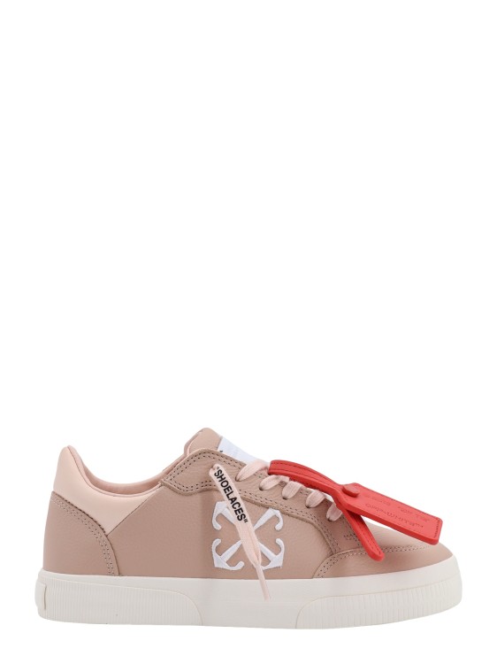 Shop Off-white Leather Sneakers With Iconic Zip-tie In Pink