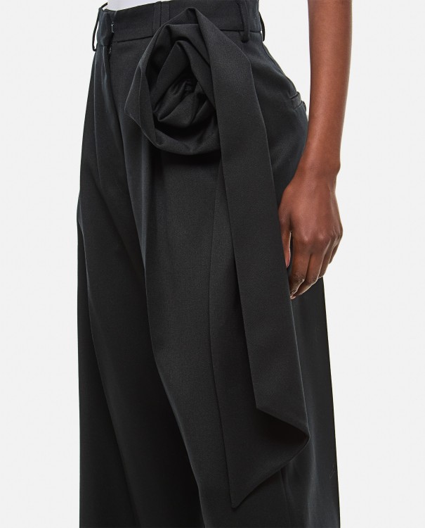 Shop Simone Rocha Straight Leg Trousers With Pressed Rose In Black