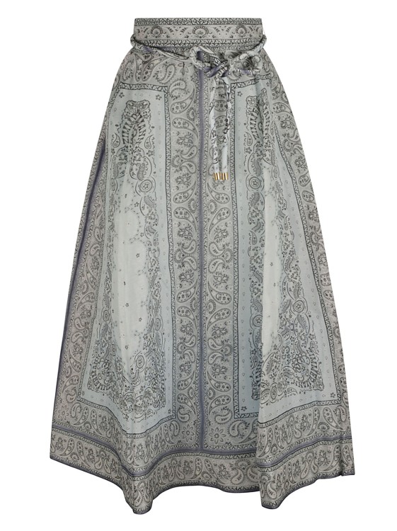 Shop Zimmermann Paisley Print Skirt In Grey
