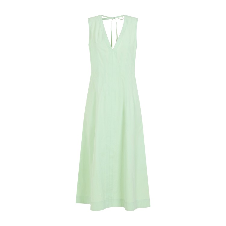 Bottega Veneta Compact Deep V-neck Sleeveless Cotton Blend Dress In Green