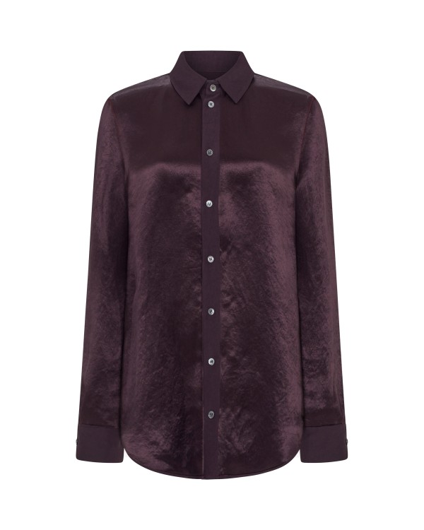 Serena Bute Satin Inside Out Shirt - Maroon In Burgundy