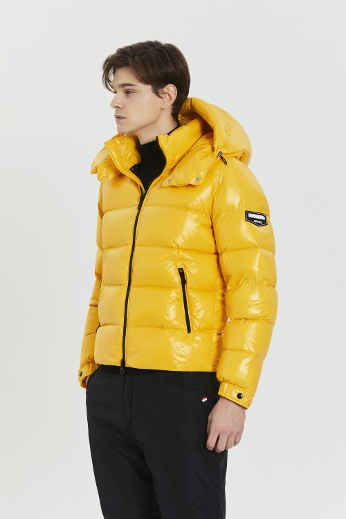 Shop Duvetica Down Puffer Jacket With Detachable Hood In Yellow