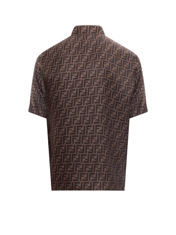 Shop Fendi Silk Shirt With Ff Motif In Brown