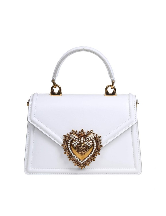 Dolce & Gabbana White Leather Small Devotion Handbag