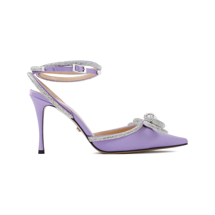 Shop Mach & Mach Lavender Satin Double Bow High Heels Pumps In Purple