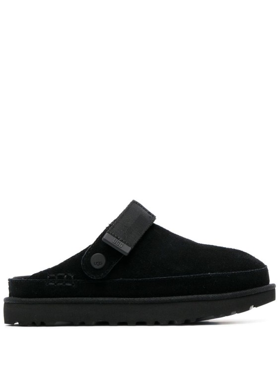 Shop Ugg Touch-strap Suede Slippers In Black