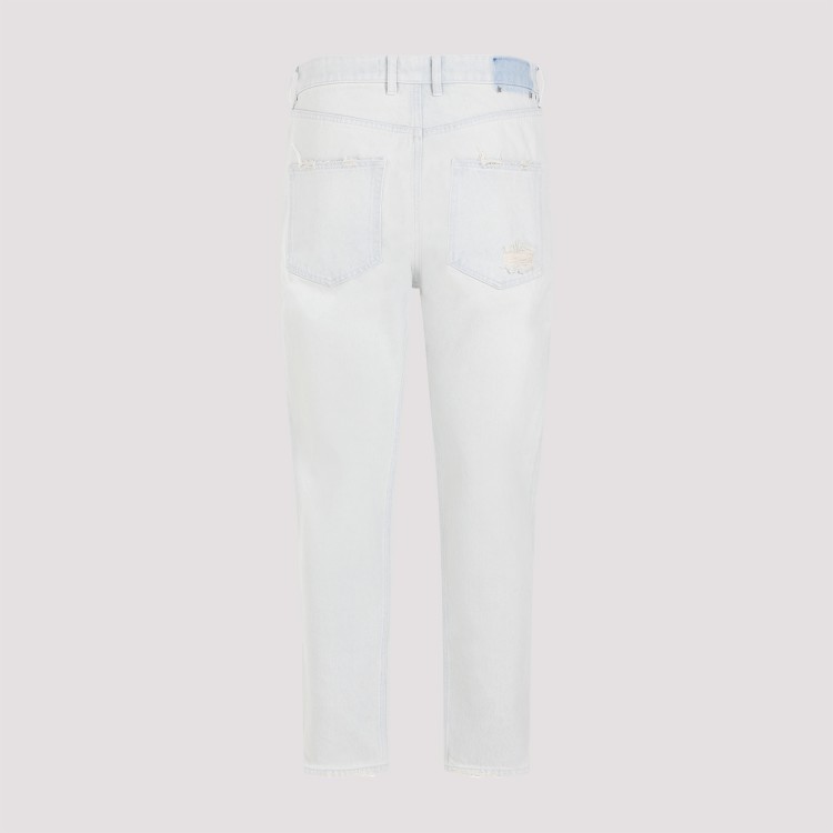 Shop Golden Goose Bleached Washed Blue Cotton Denim Jeans In White