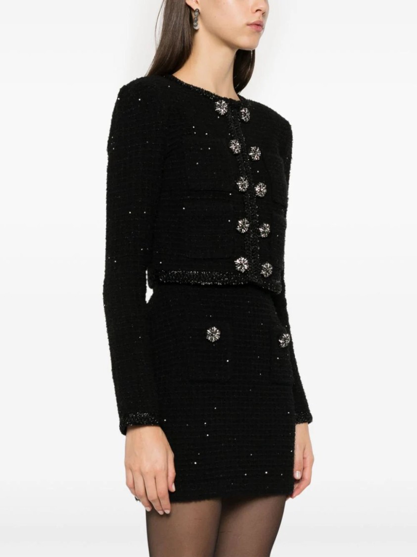 Self-portrait Self Portrait Women's Short Jacket With Sequins In Black