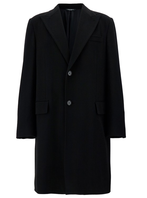 Shop Dolce & Gabbana Black Single-breasted Coat In Wool