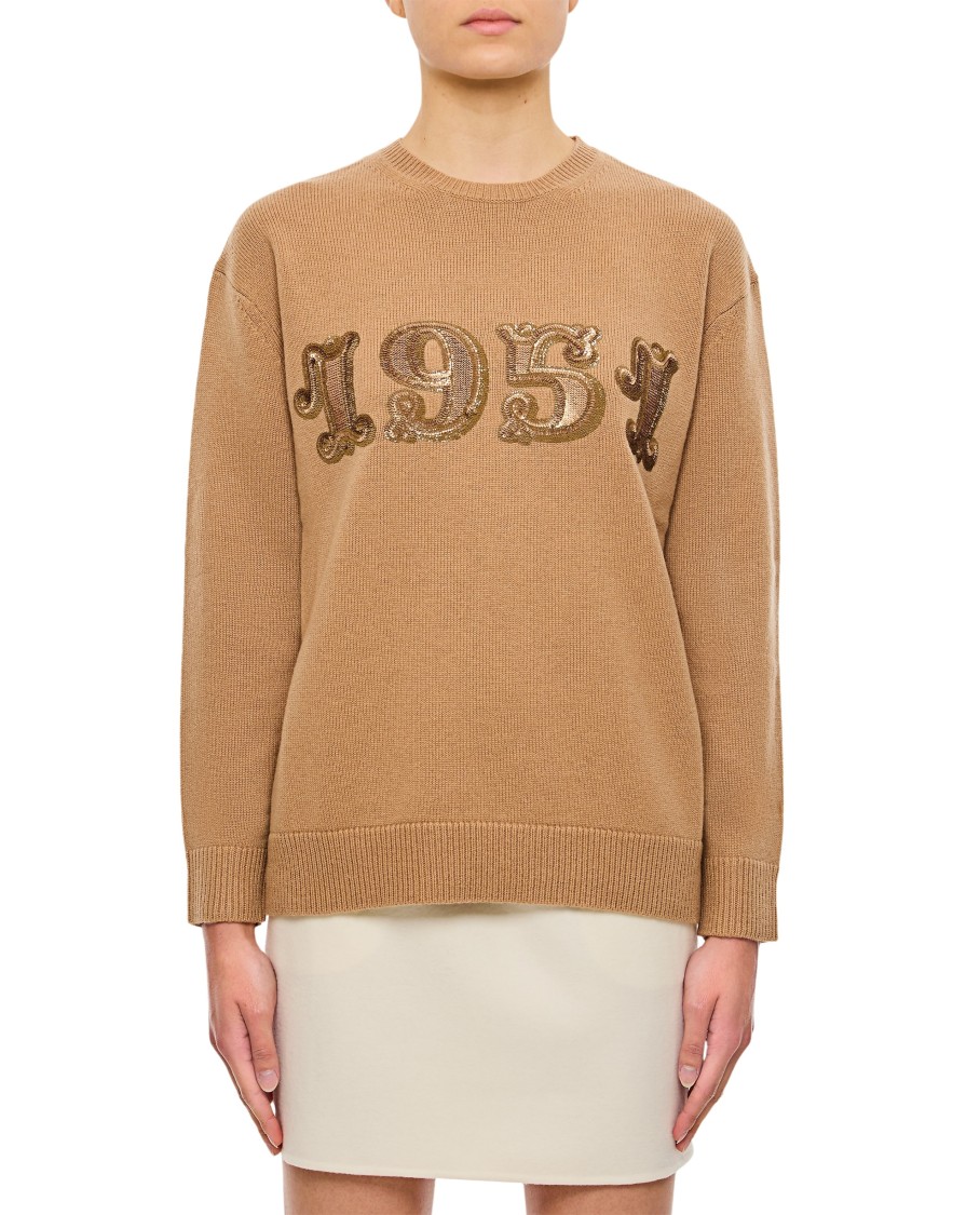 Max Mara Maxmara Women 1951 Sequin Embroidery Pullover In Brown