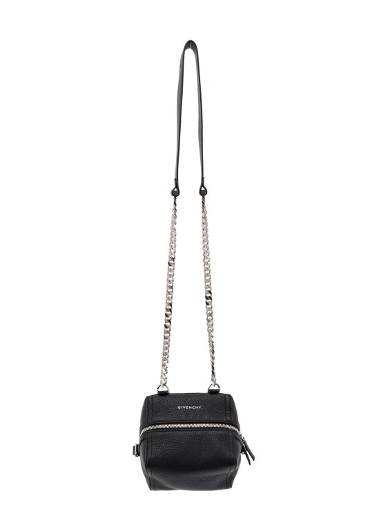 Shop Givenchy Leather Shoulder Bag With Metal Logo In Grey