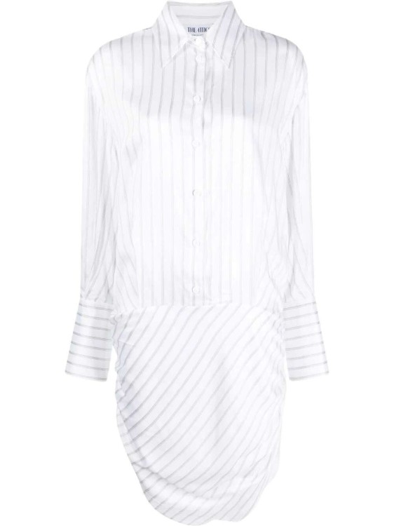 Shop Attico Hatty Striped Shirtdress In White