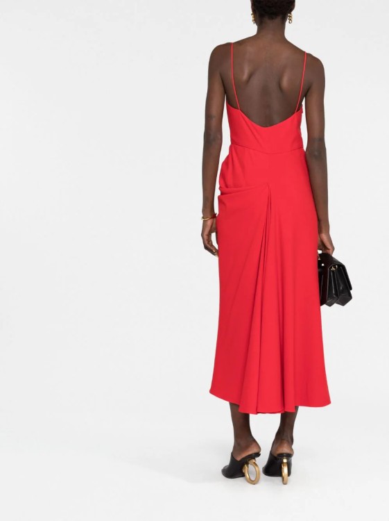 Shop Alexander Mcqueen Midi Dress Draped Red