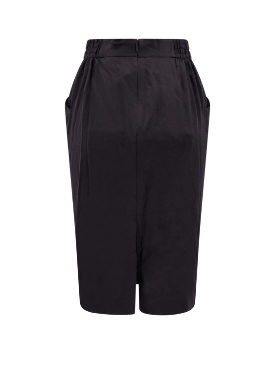 Shop Saint Laurent Silk Skirt With Back Slit In Black