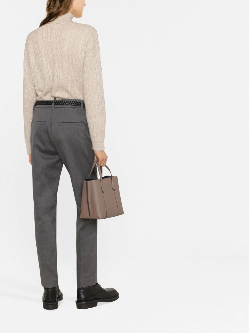 Brunello Cucinelli Pleated Cropped Trousers In Grey