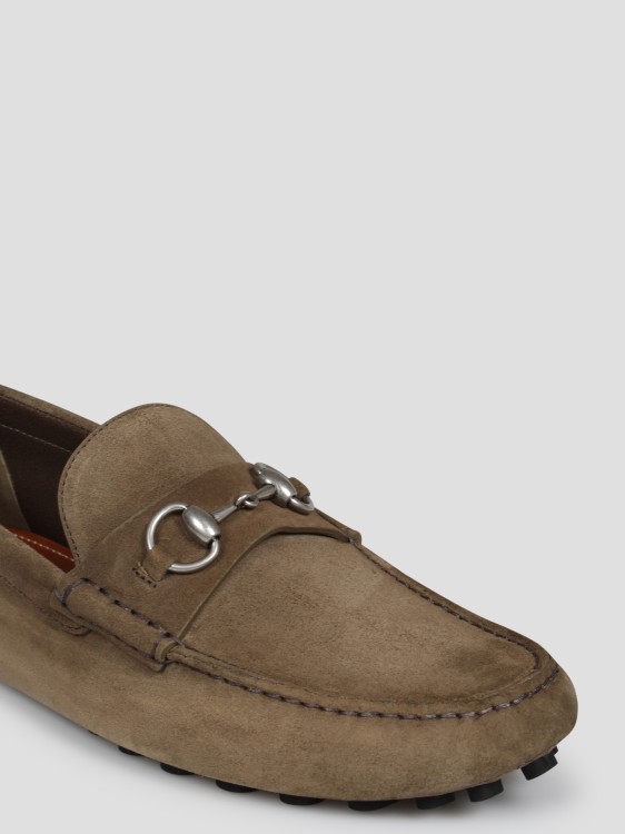 Shop Gucci Horsebit Driver Loafers In Brown