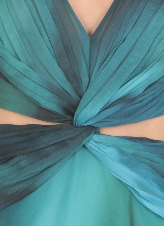 Shop Alberta Ferretti Silk Long Dress In Blue