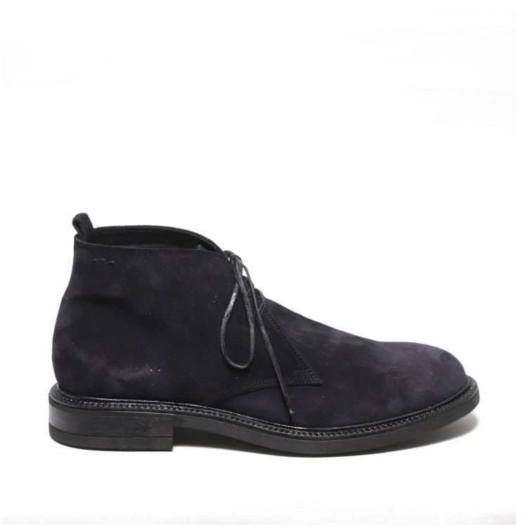 Alexander Hotto Deep Blue Suede Ankle Boot In Blue