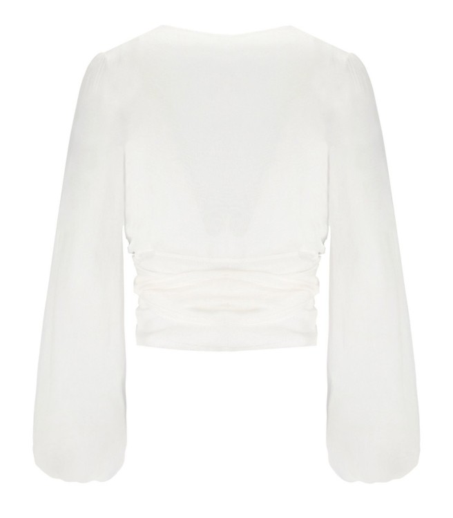 Shop Elisabetta Franchi Ivory Blouse With Sash In White