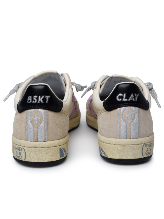 Shop Premiata Basket Clayd' Beige Leather Sneakers In Neutrals