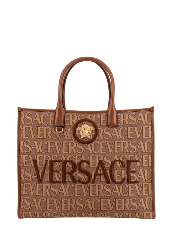 Versace All Over Logo Canvas Tote Bag