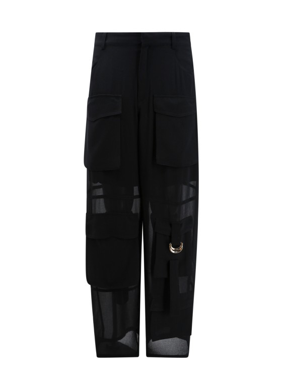 Shop Pinko Nylon Cargo Trouser With Metal Details In Black