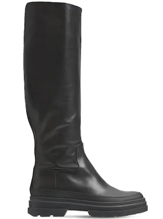 Max Mara Beryl Leather Boots In Black