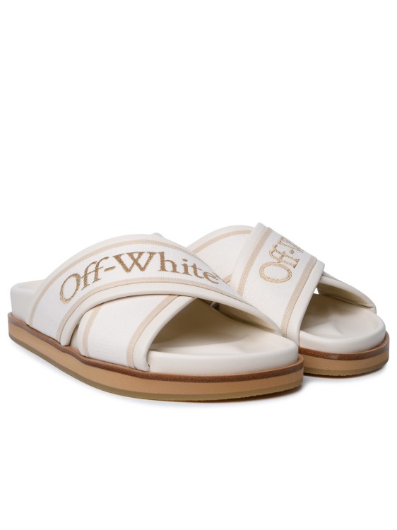 Shop Off-white Cloud Criss Cross' Slippers In Beige Leather Blend In Neutrals